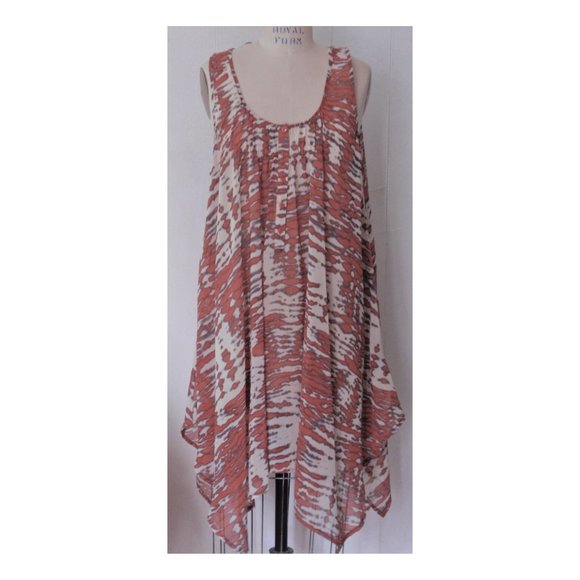 H&M Other - H&M BEIGE ORANGE ANIMAL COVER-UP TUNIC MINI DRESS